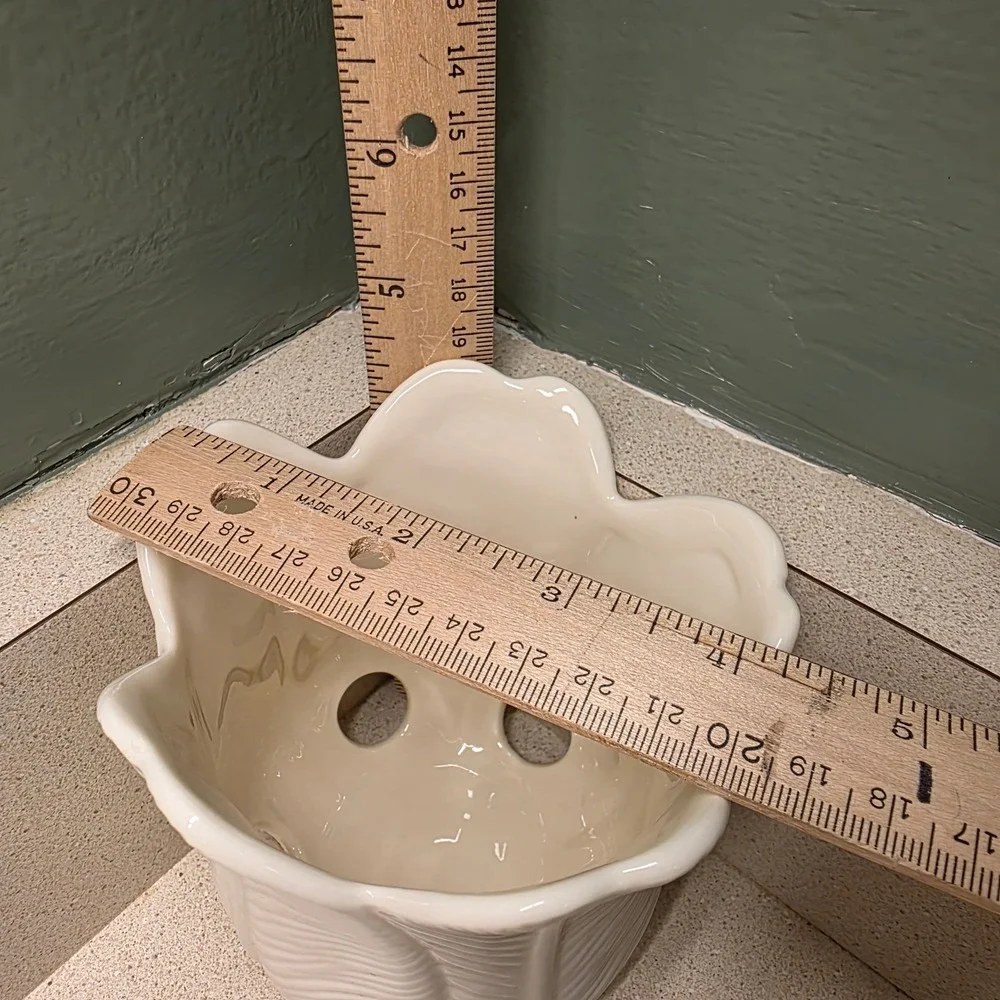 PartyLite Leaf Votive Candle Holder 4.5" Cream Ceramic Botanical Tulip P7264 - Picture 3 of 5